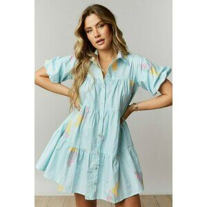 Let's Grab Ice Cream Poplin Dress in Sky Blue